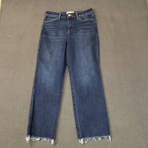 Lovervet by Vervet Straight Leg Jeans Womens 27/5 Dark Wash Raw Hem